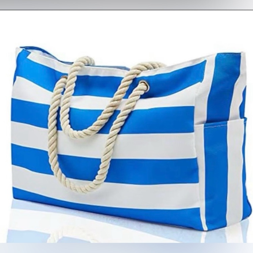 Beach Tote Bag Royal Blue Large Capacity Zippered Waterproof with Rope Handle …